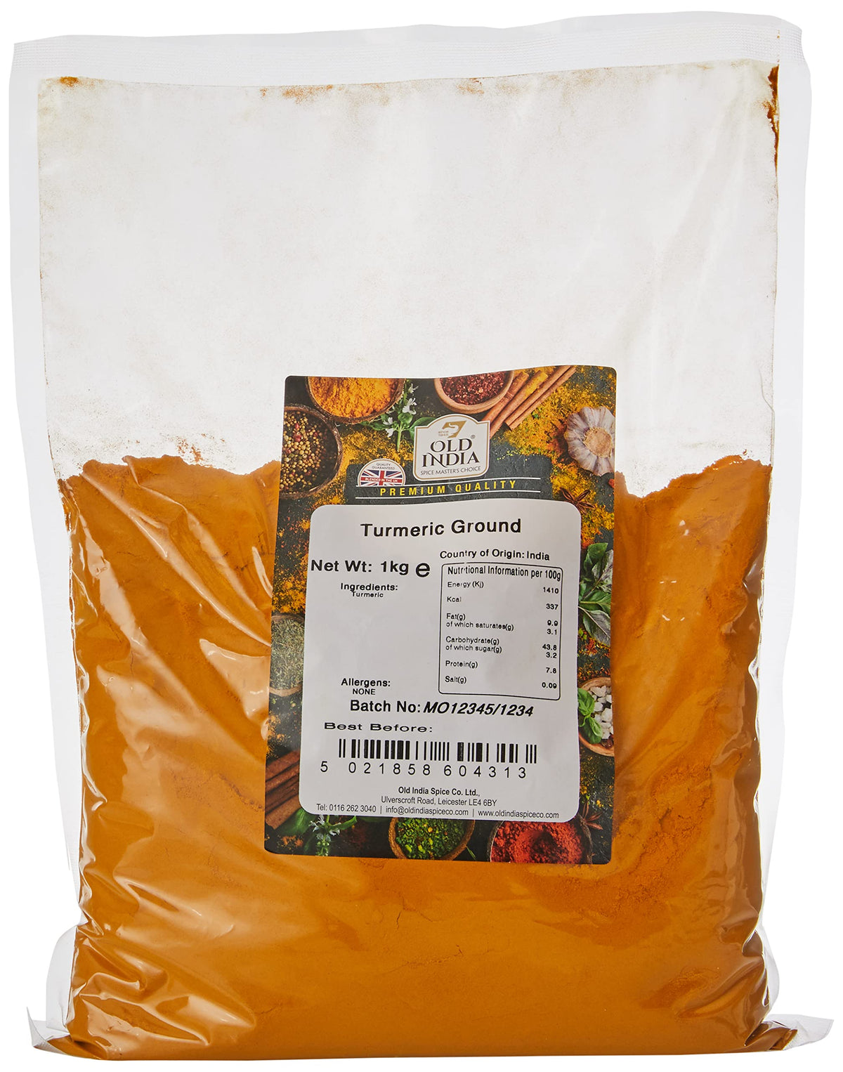 Old India Ground Turmeric Powder - 1kg Bag | Natural & Additive-Free 1