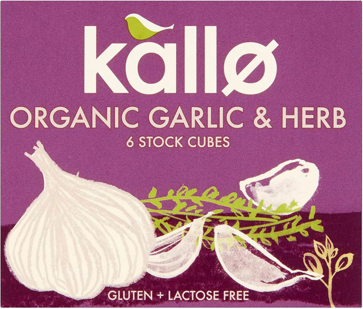 Kallo Organic Garlic & Herb Stock Cubes - 90 Cubes | Gluten-Free, Vegan | 990g