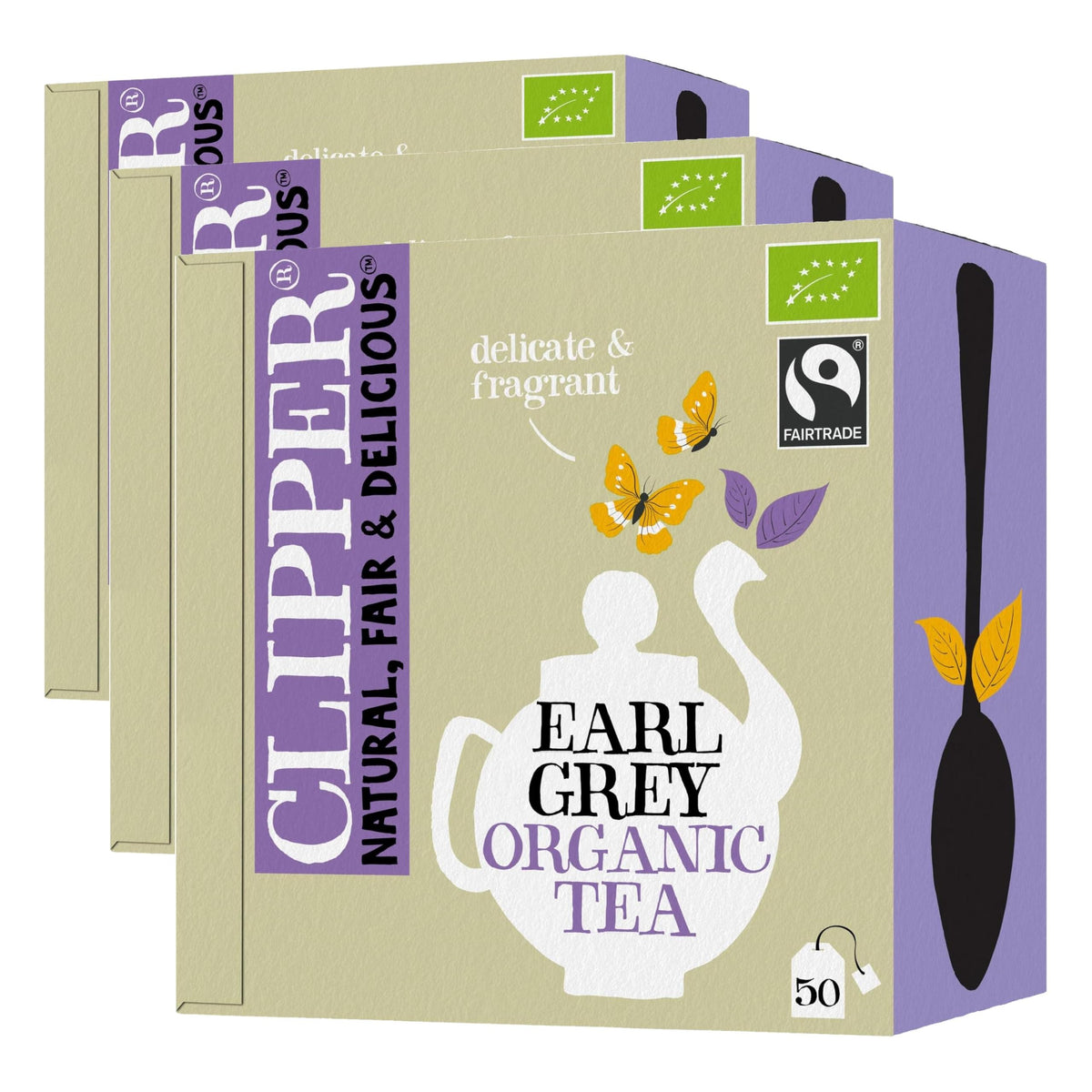 Clipper Organic Fairtrade Earl Grey Tea Bags - 50 Count (Pack of 3) 1