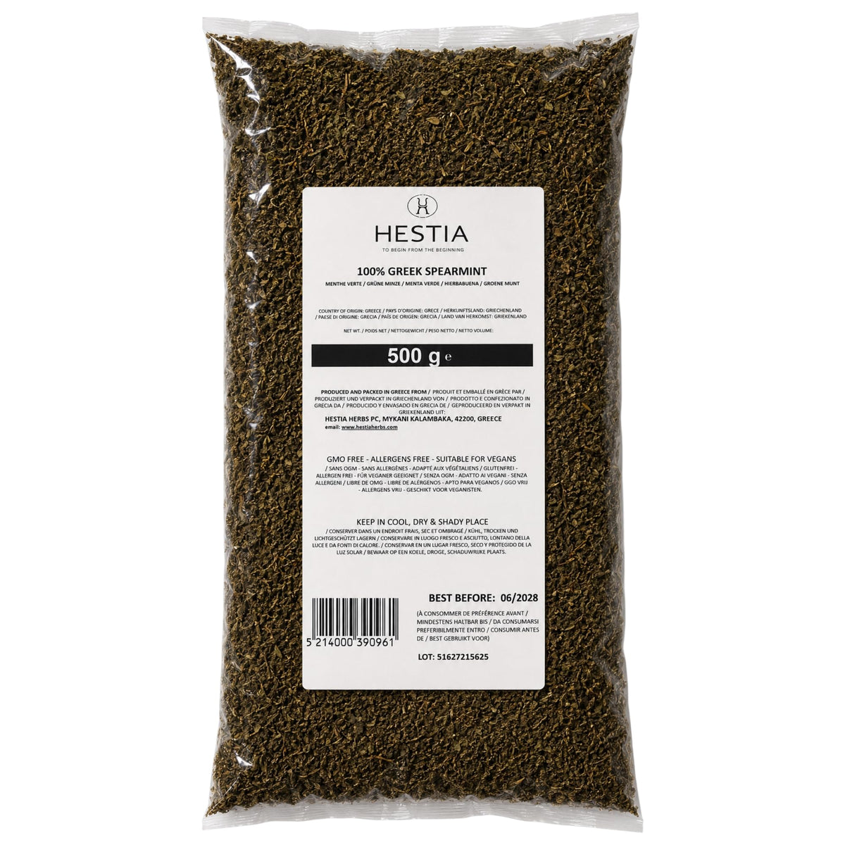 Hestia Herbs Greek Dried Spearmint - 500g Bag | Whole Leaf | Sweet Mint Flavor
