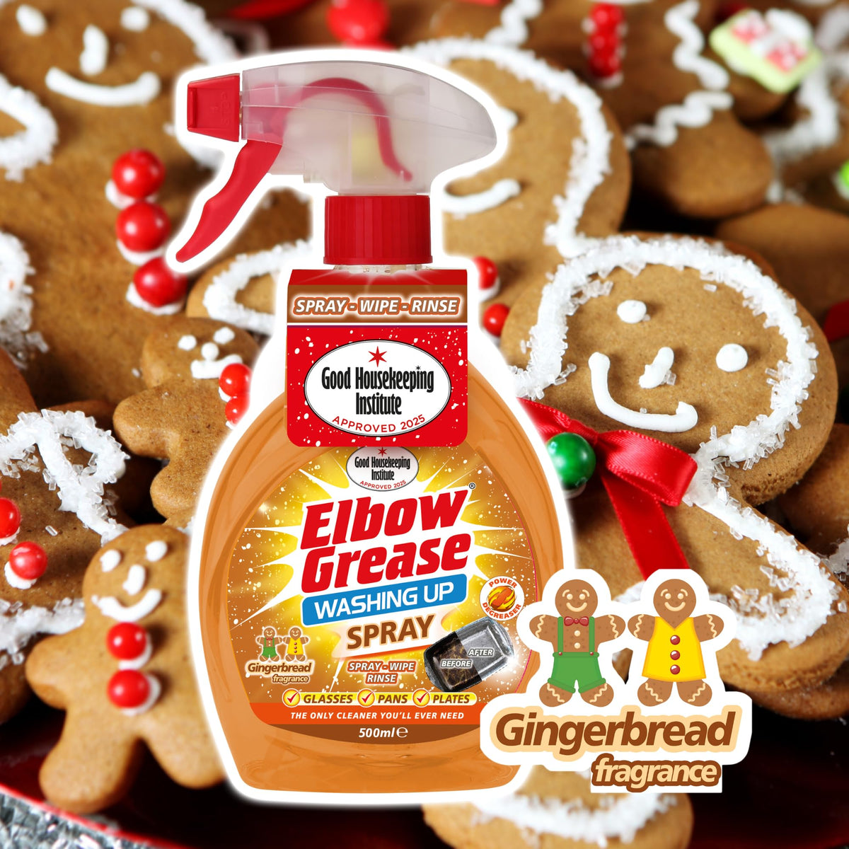 Elbow Grease Washing Up Spray - Gingerbread Scent | Fast-Acting Degreaser | 500 ml 4