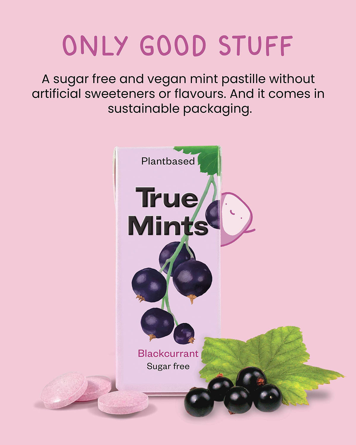 True Gum Blackcurrant Mints - Sugar Free, Xylitol Sweetened | 12-Pack