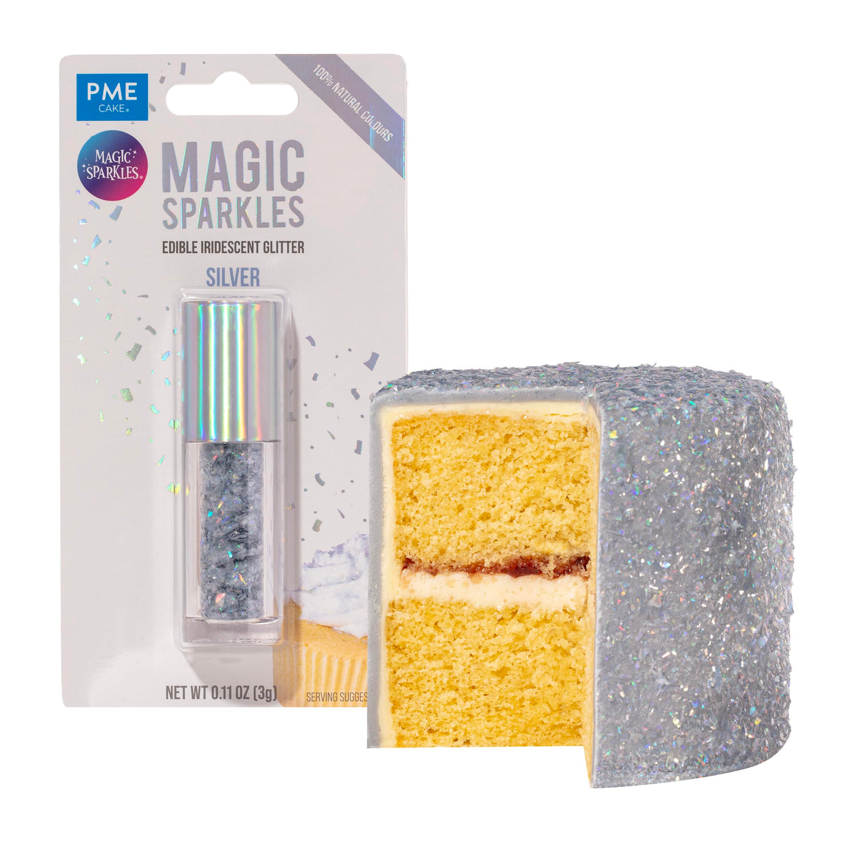 PME Magic Sparkles Edible Glitter - Silver | 3g | Vegan-Friendly 9