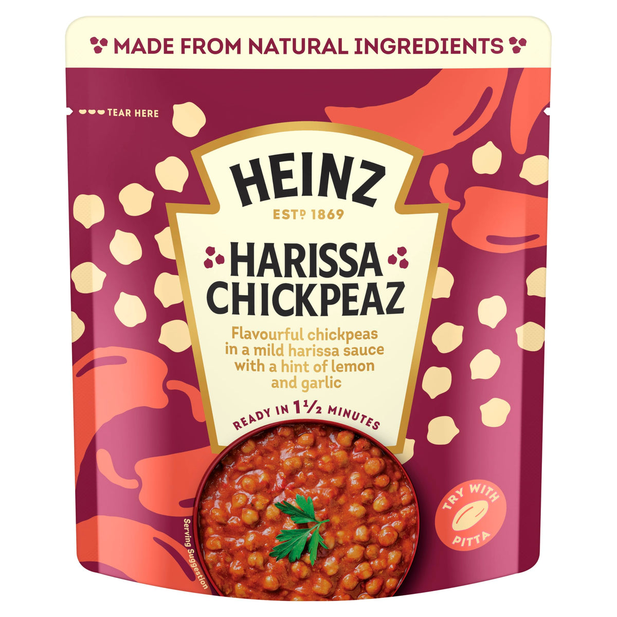 HEINZ Harissa Chickpeas with Peppers and Garlic - Meal for One, Pack of 6