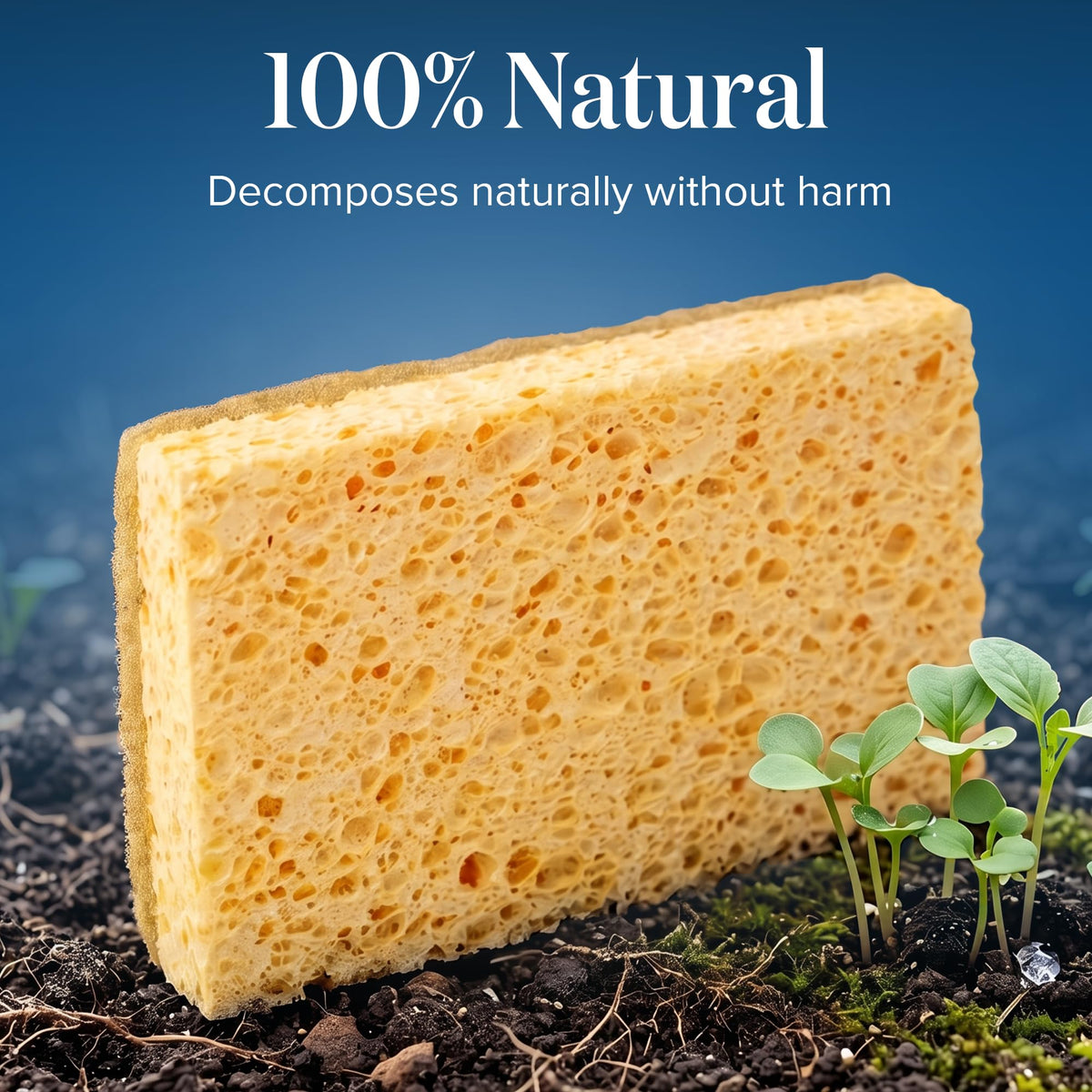 joeji's Kitchen Eco Washing Up Sponges - 6 Pack Natural Cellulose & Sisal | Reusable, Biodegradable