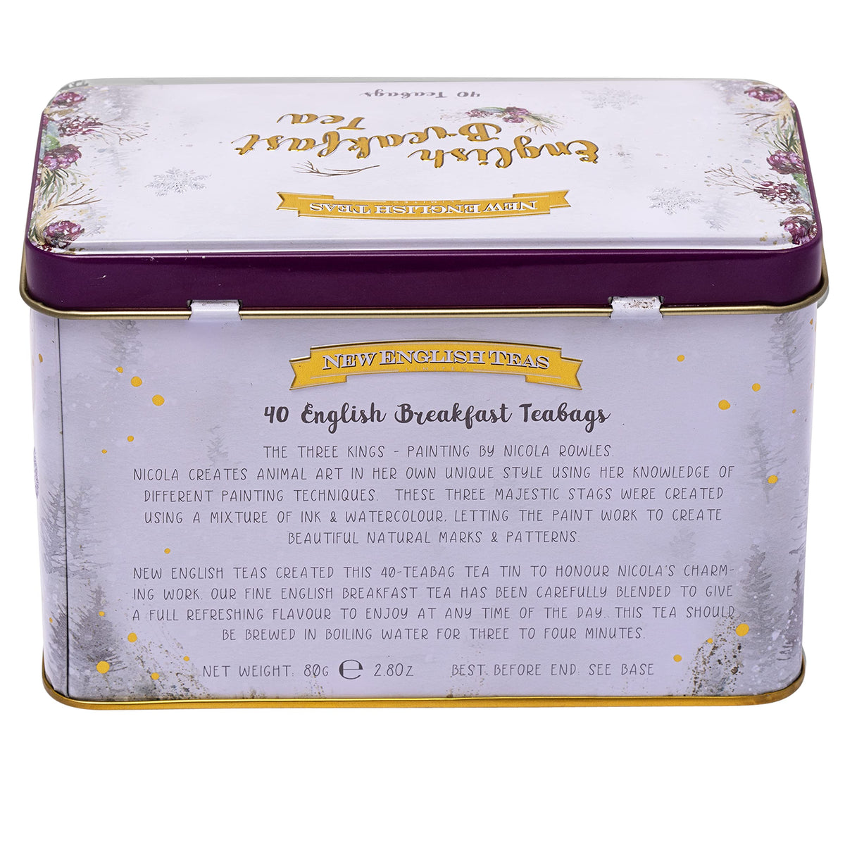 New English Teas Christmas Stag Tea Tin - 40 English Breakfast Teabags 2