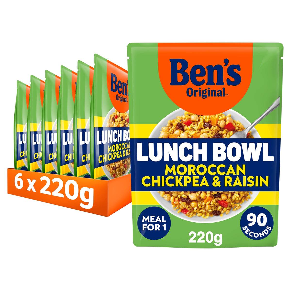 Ben's Original Lunch Bowl Moroccan Style Chickpea & Raisin Pouch - 6 x 220g