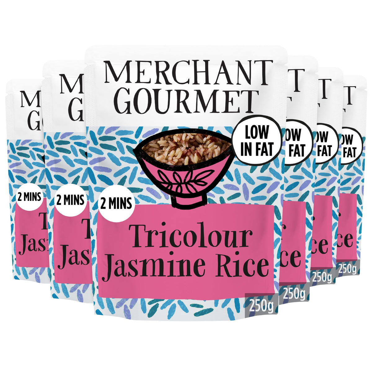 Merchant Gourmet Tricolor Sticky Jasmine Rice - 250g Pouches (6-Pack) | Ready in 2 Mins | Plant-Based