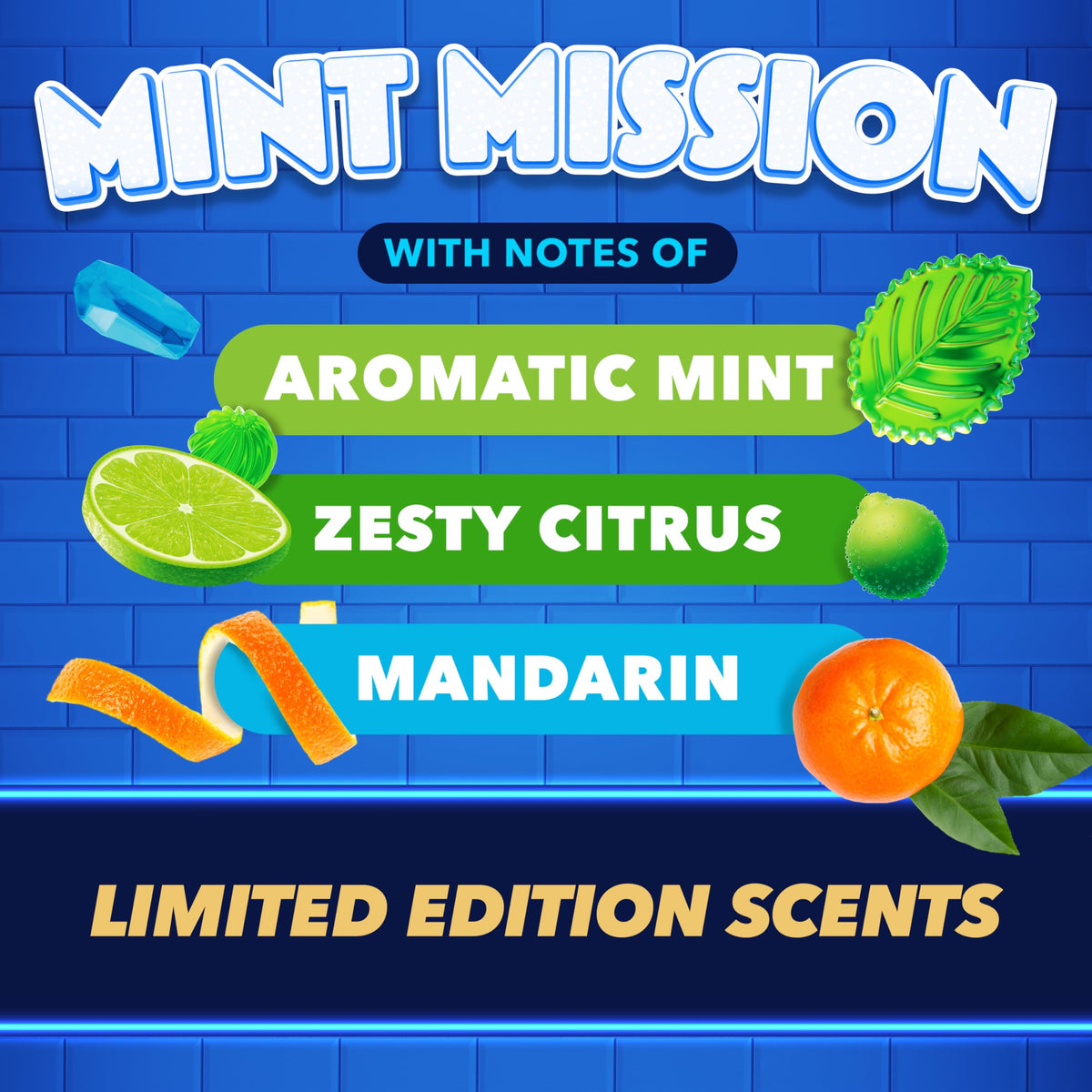 DUCK Mint Mission Toilet Rim Block - Foaming Cleaner, Limescale Action, Colors Water Turquoise (4 Count) 4