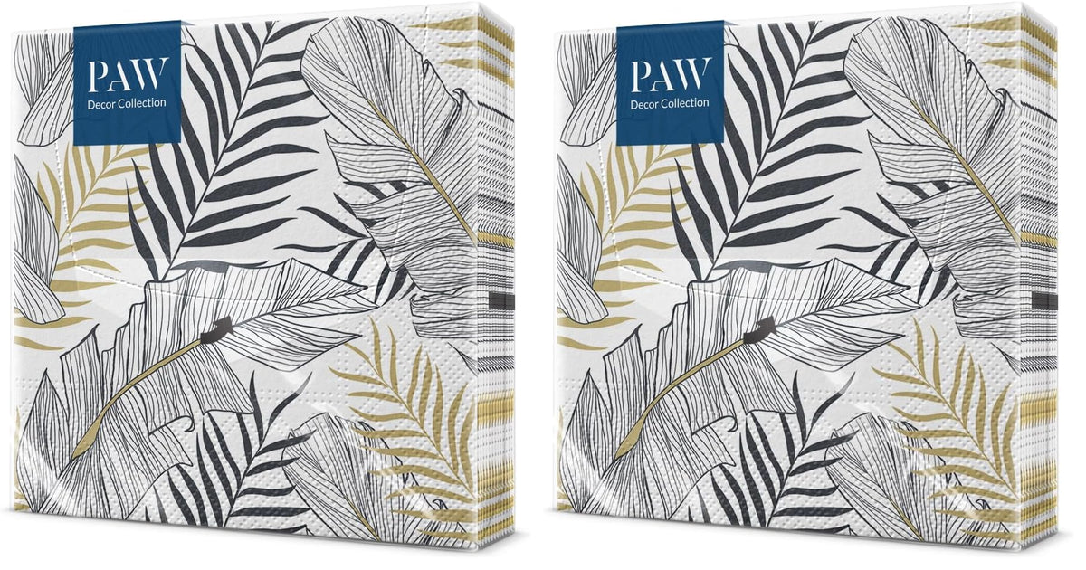 PAW Decor Collection Napkins - 3-Ply Exotic Leaves Design | 33 x 33 cm | 20 Pieces 1