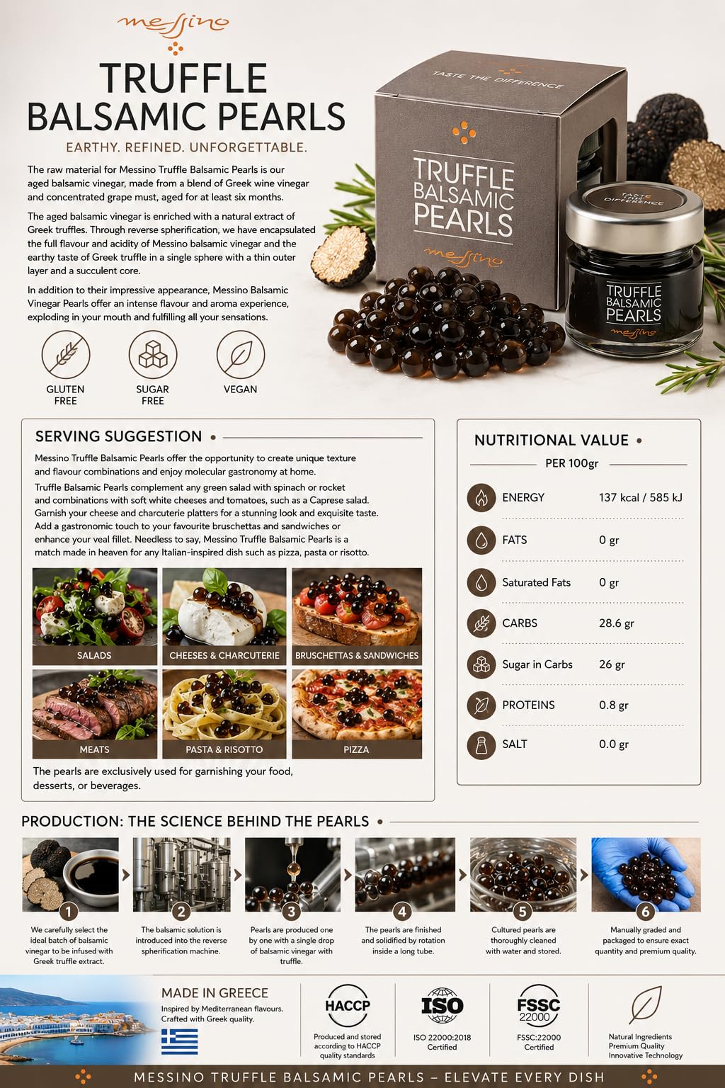 Messino Truffle Balsamic Pearls - 50ml | Aged Greek Balsamic Vinegar with Truffle 5