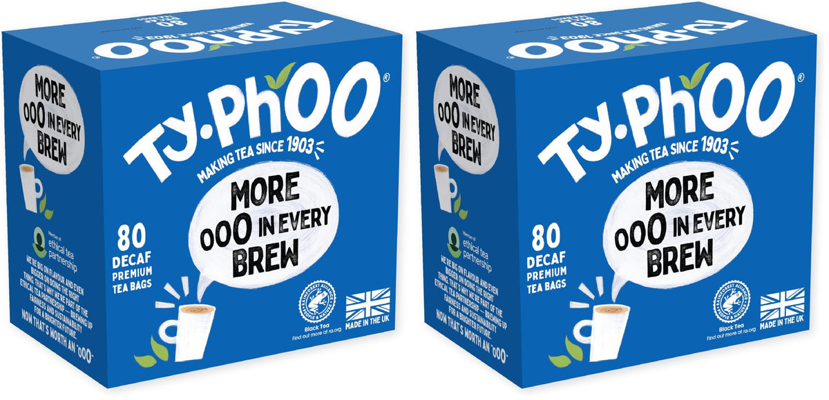 Typhoo Decaf Black Tea Bags - 80 Count | Caffeine-Free | Ethically Sourced