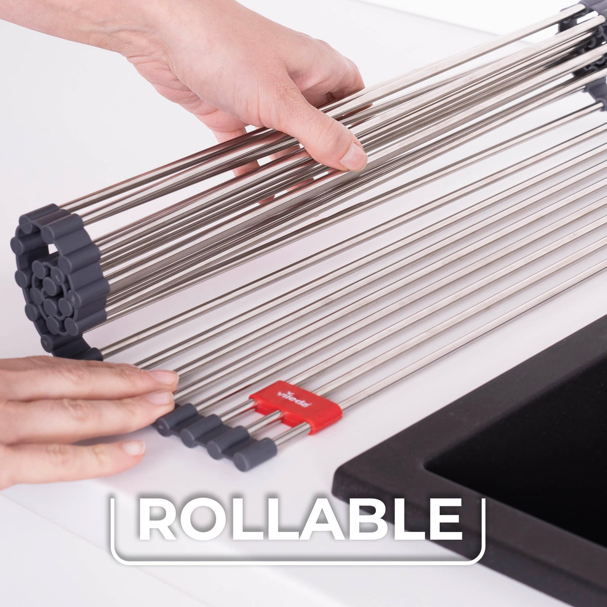 Vileda Rollable Draining Rack - Stainless Steel & TPE, 45 x 40 cm, 24 Rails 3