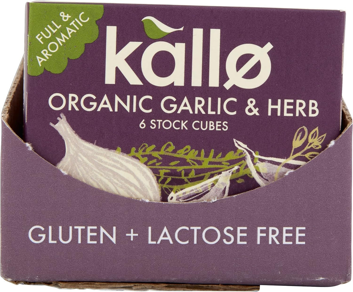 Kallo Organic Garlic & Herb Stock Cubes - 90 Cubes | Gluten-Free, Vegan | 990g 6