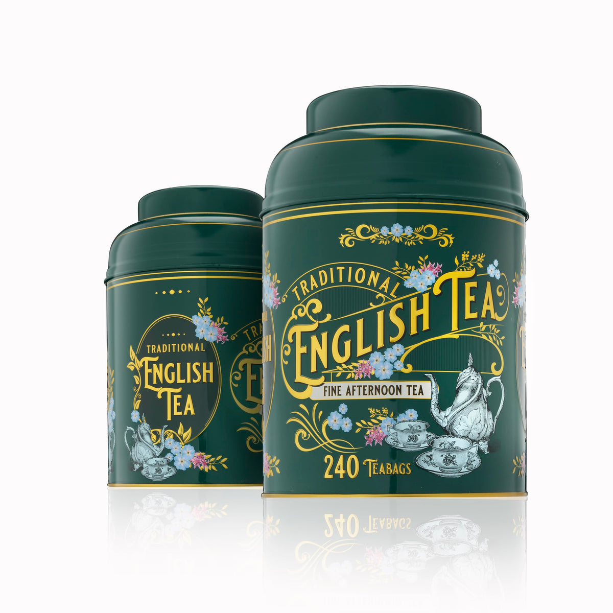 New English Teas Vintage Victorian Tea Tin - 240 English Afternoon Teabags | Bottle Green | 330g 1