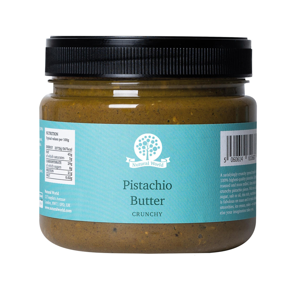 Nutural World Crunchy Pistachio Butter - 1kg | Single Ingredient | Vegan