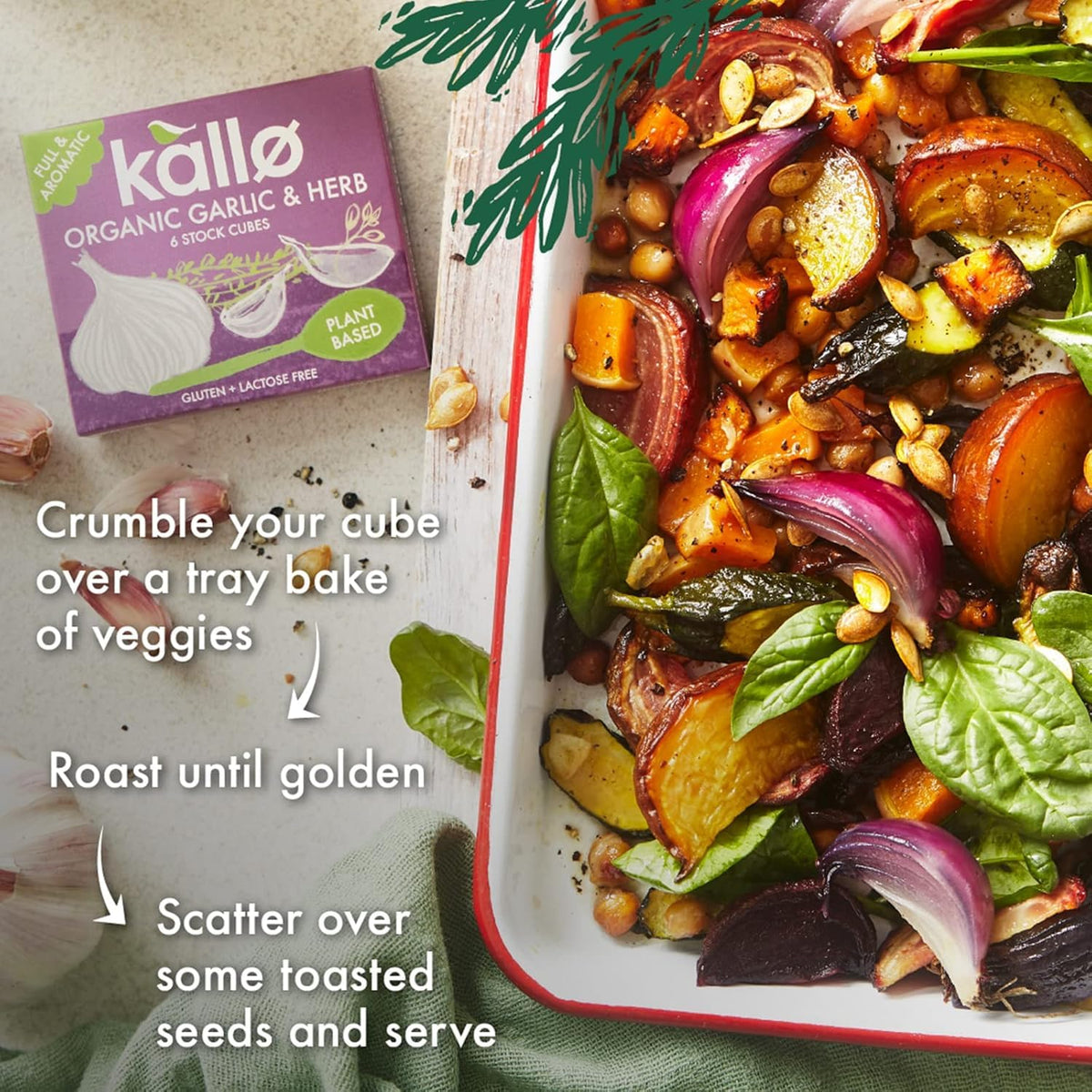 Kallo Organic Garlic & Herb Stock Cubes - 90 Cubes | Gluten-Free, Vegan | 990g 4