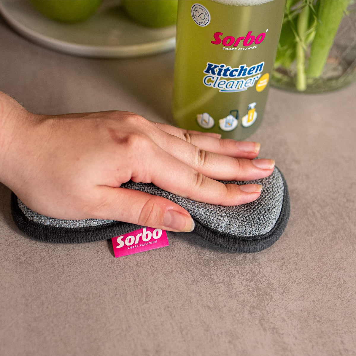 Sorbo Kitchen Pad - Dual-Sided Scrubber & Absorbent Microfiber Cloth | Non-Scratch | Easy Care 5