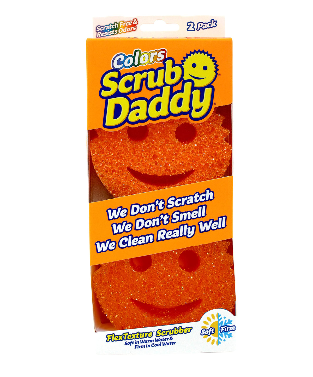 Scrub Daddy Colors Sponges - Temperature Controlled, Non-Scratch, Odor Resistant | 2 Pack