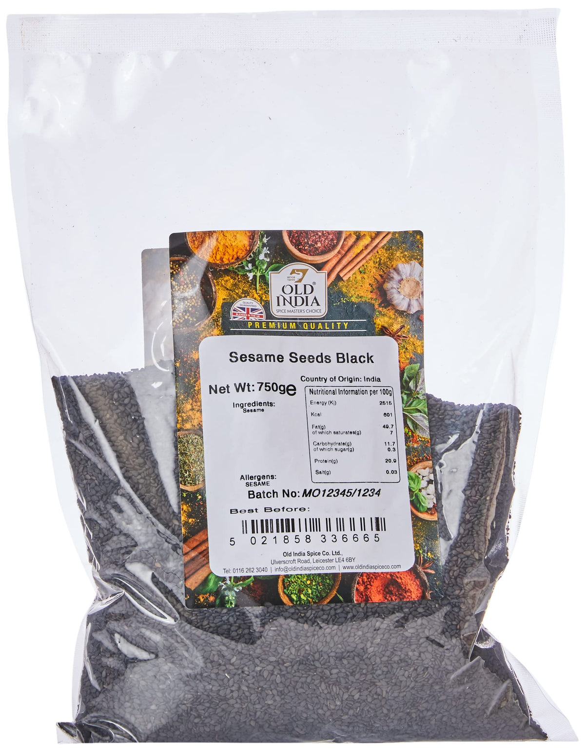 Old India Black Sesame Seeds - 100% Natural, Additive-Free | 750g