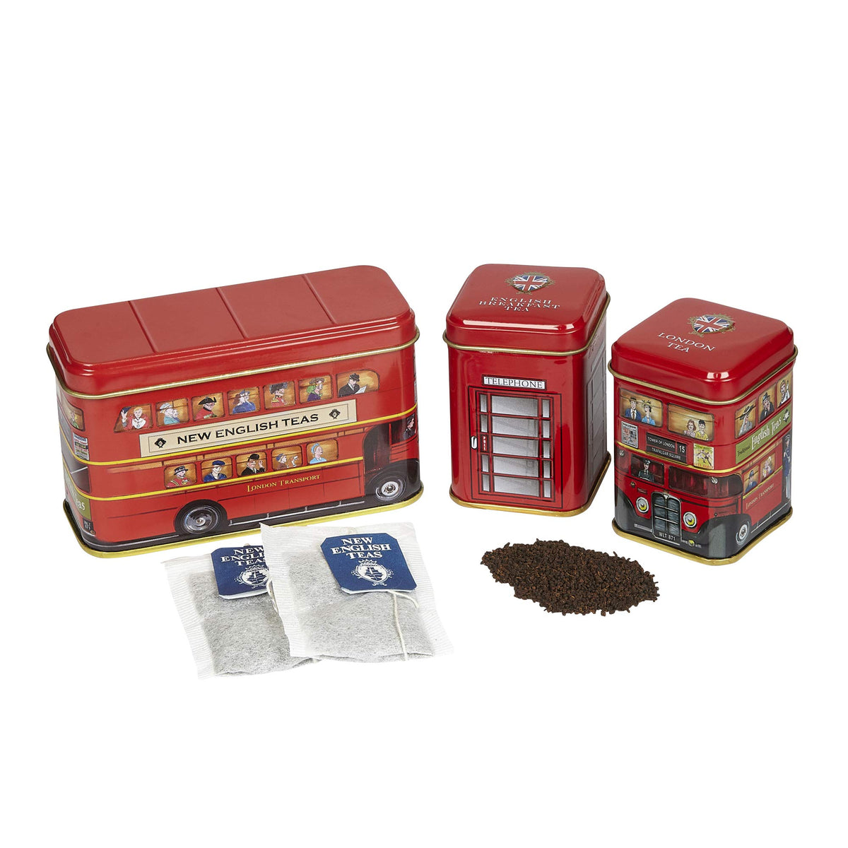 New English Teas British Traditions London Bus Tea Tin Gift Pack - 2 Pack 3