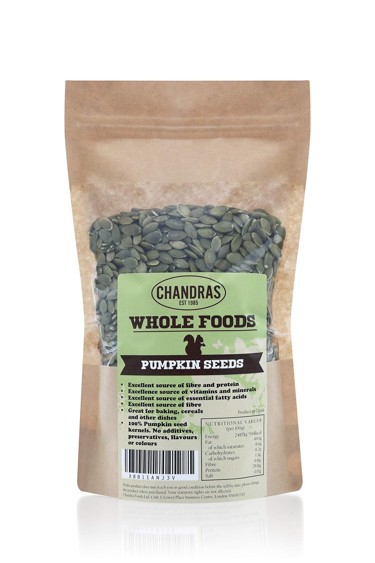 Chandra Whole Foods Raw Pumpkin Seeds - Low-Carb, High Fibre | 350g