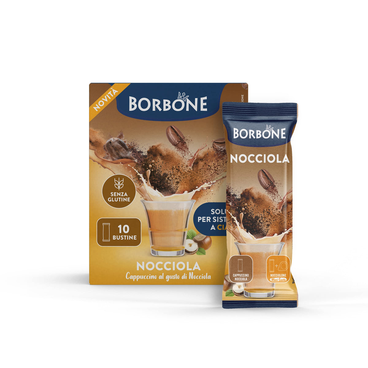 Caffè Borbone Hazelnut Coffee Sticks - 80 Individual Sticks | Instant Hot Drink | Gluten-Free