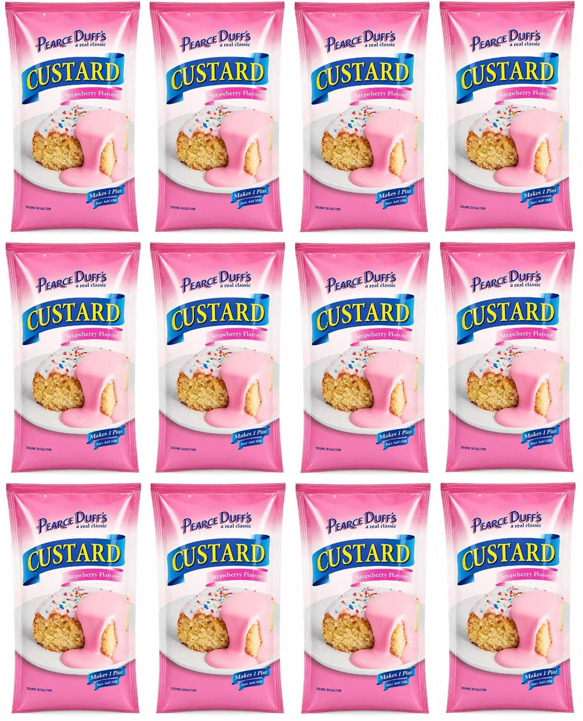 Pearce Duffs Strawberry Custard Powder - Instant Dessert Mix | 12 x 70g Sachets 2