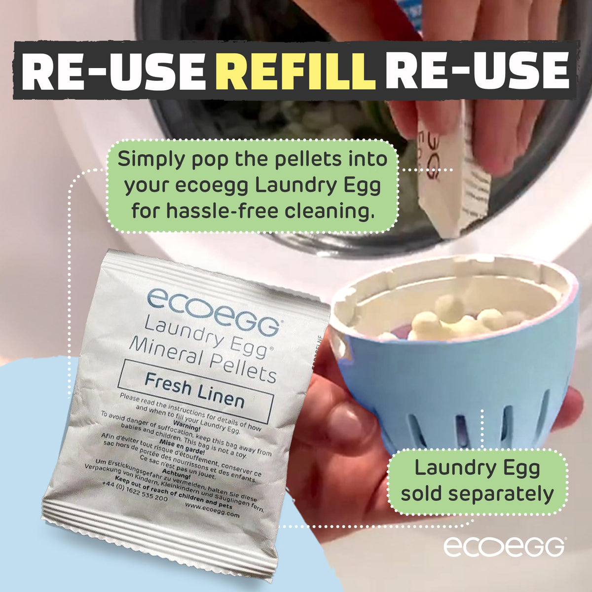 Ecoegg Laundry Egg Refill Pellets - Fresh Linen Scent | 50 Washes Per Pack | Pack of 2 3