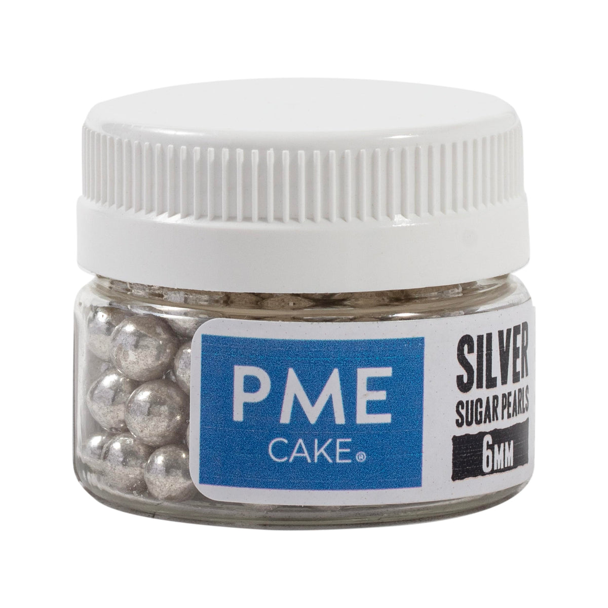 PME Silver Sugar Pearls - 6mm Edible Cake Decorations | 25g Tub | Pack of 2