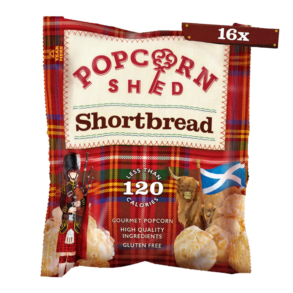 Popcorn Shed Shortbread Gourmet Popcorn - Gluten Free, 16 x 24g Packs 8