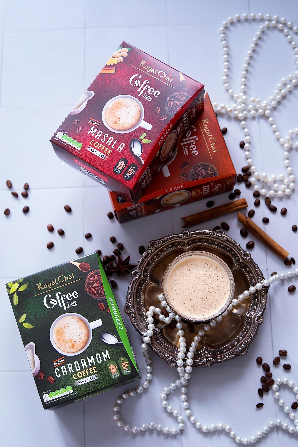 Royal Chai Cardamom Coffee Latte - Unsweetened, 10g Sachets (Pack of 4) 6