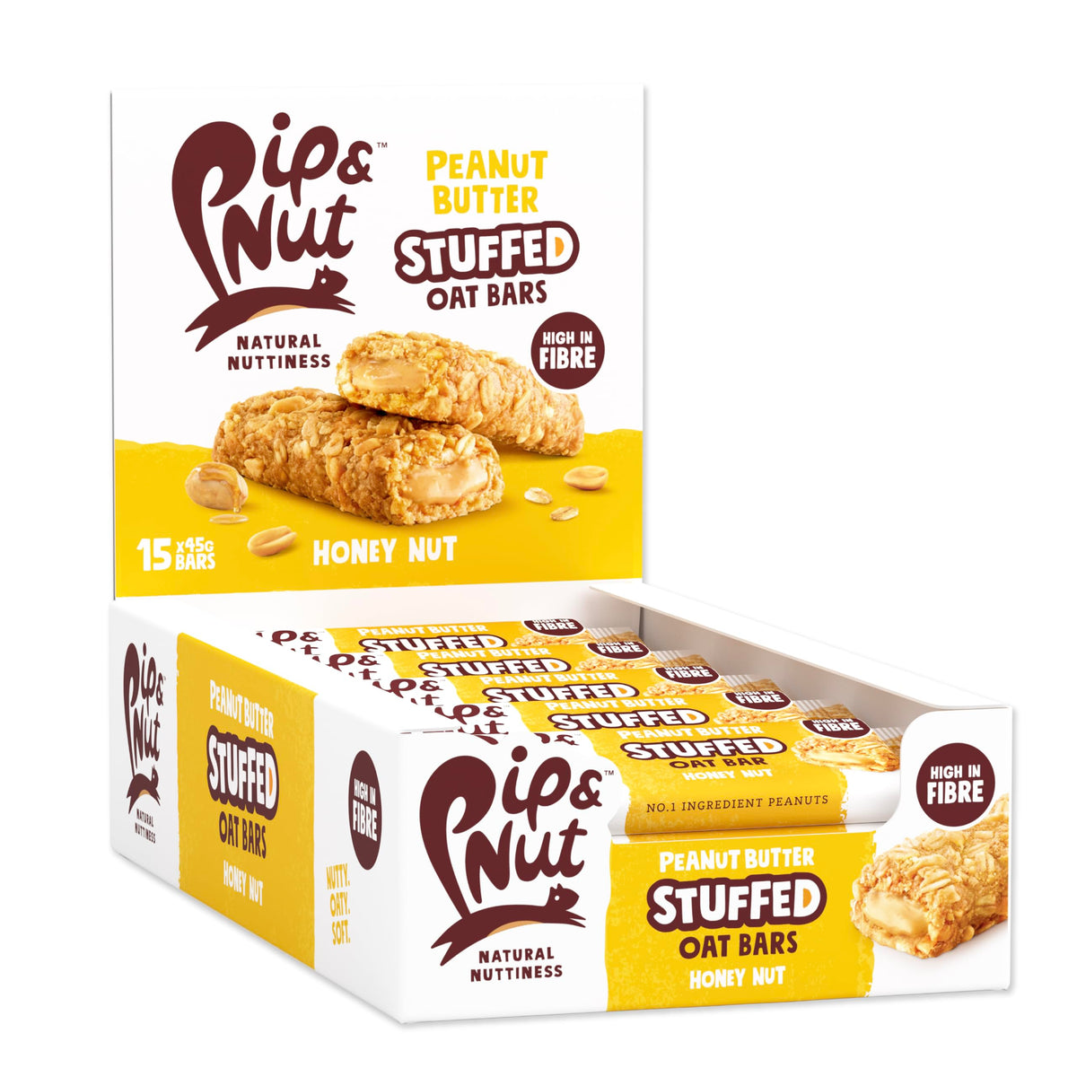 Pip & Nut Peanut Butter Stuffed Honey Nut Oat Bar - 15 x 45g Bars | Energy Boost 1