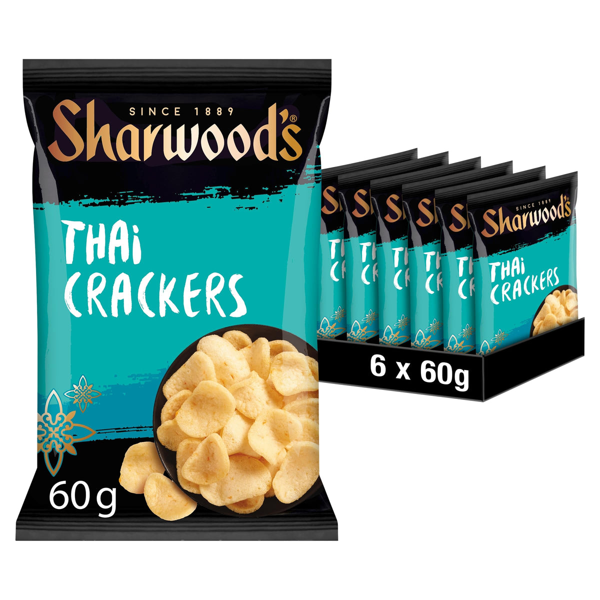 Sharwood's Thai Spiced Crackers - Pack of 6 | 400g Total Weight