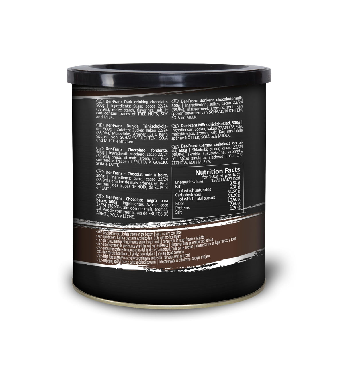 Der-Franz Dark Drinking Chocolate - 38.9% Cocoa | 1000g Pack of 2 3