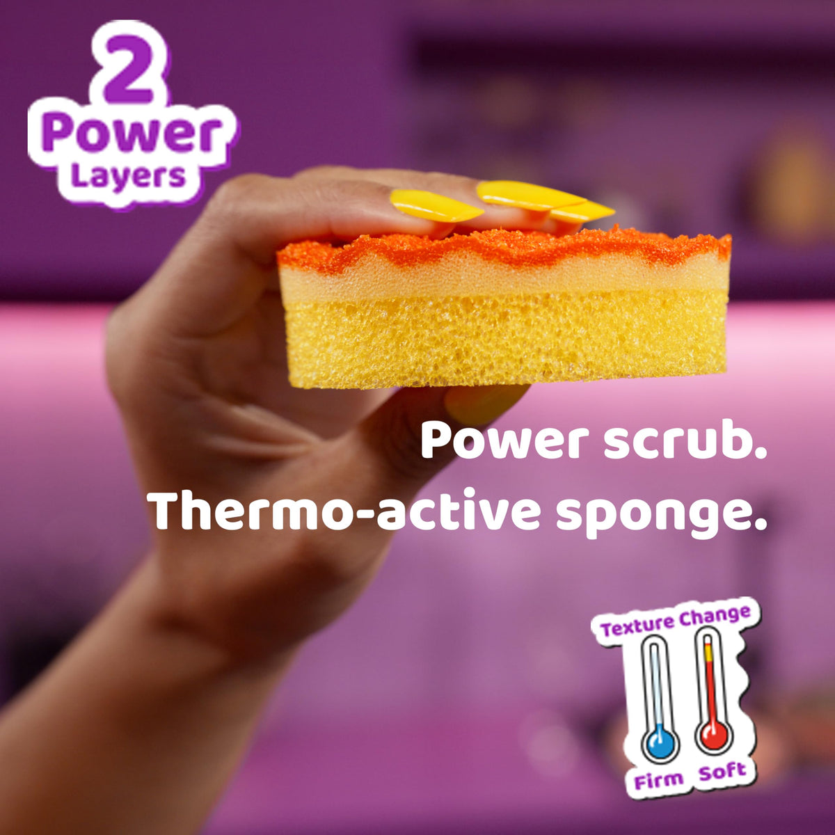 Vileda Punch Fruit-Shaped Sponge Scourers - 4 Pack (Lemon x2, Orange, Apple) 9