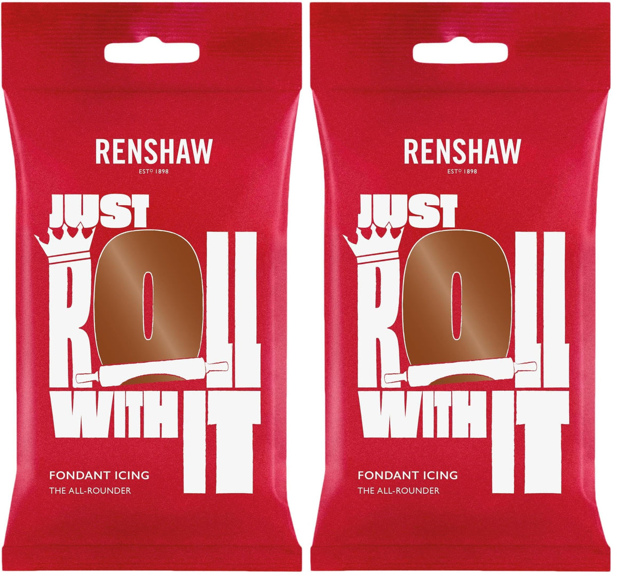 Renshaw Just Roll With It Fondant Icing - Dark Brown, 250g (Pack of 2)