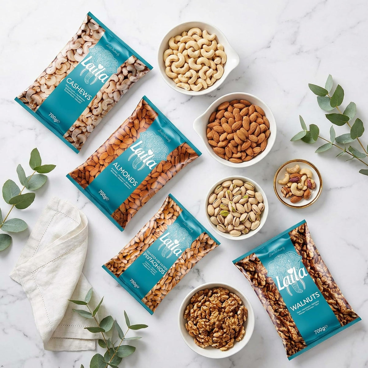 LAILA Almonds - Creamy Taste & Crunchy Texture | 700g Pack 4