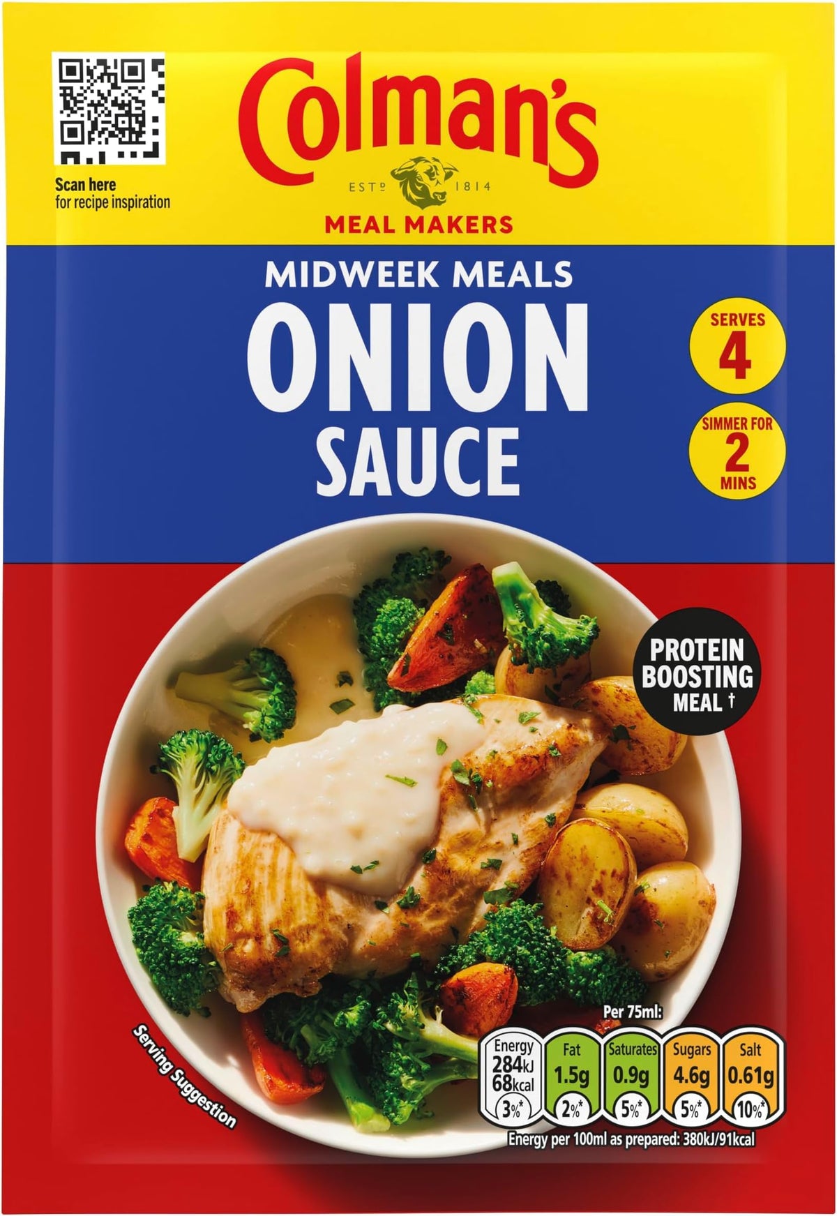 Colman's Onion Sauce Mix - Pack of 6 x 35g | Vegetarian | No Artificial Colours or Preservatives