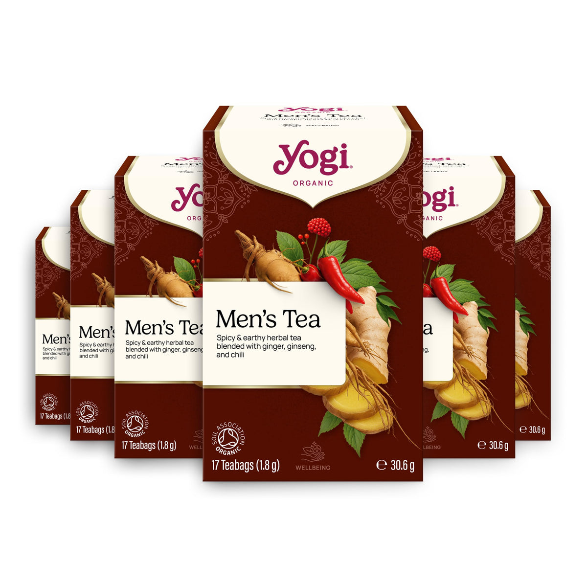 Yogi Men's Organic Herbal Tea - 102 Tea Bags, 6 Boxes