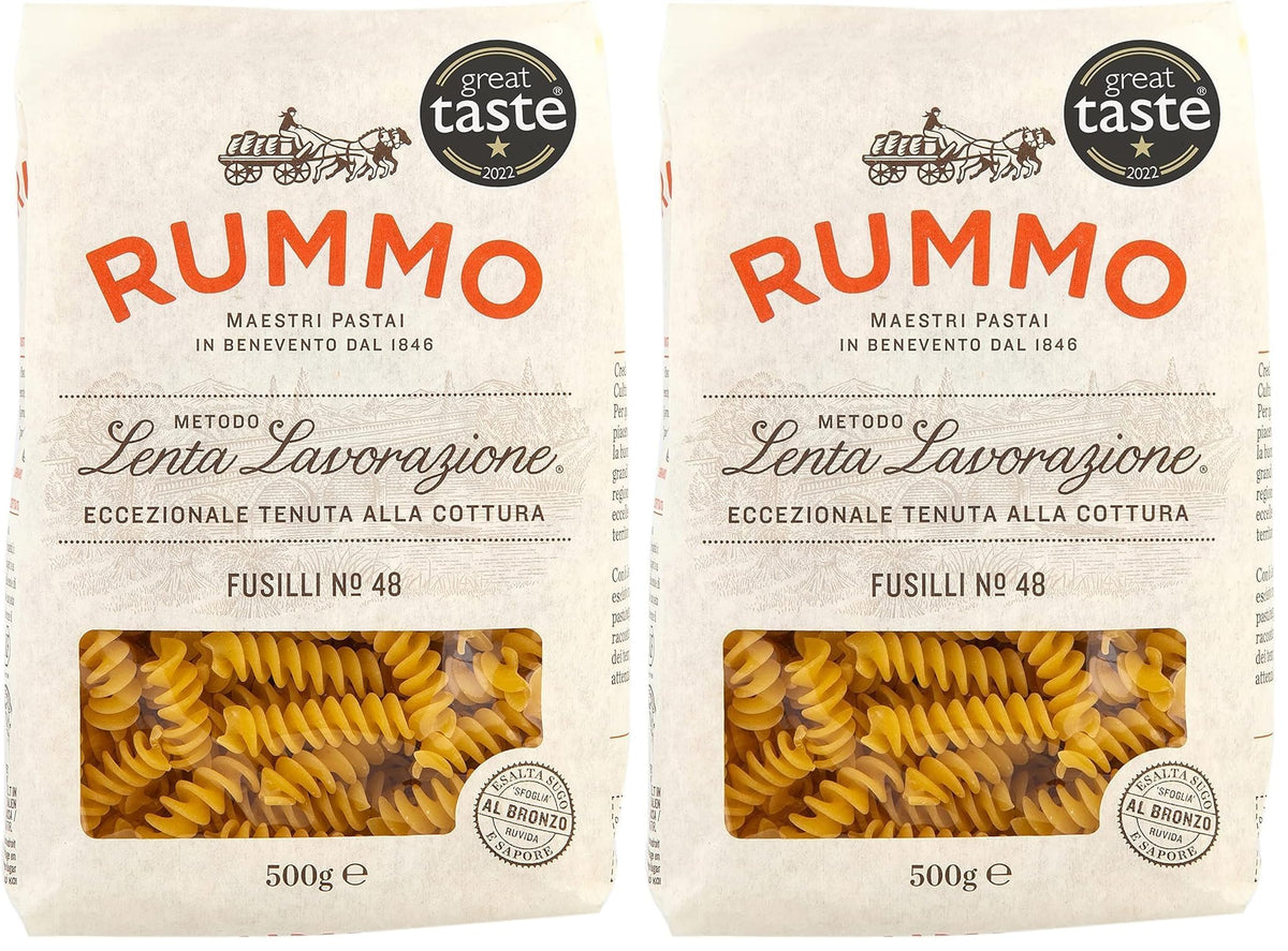 Rummo Fusilli Pasta No.48 - Authentic Italian Short Pasta | 500 g (Pack of 2)
