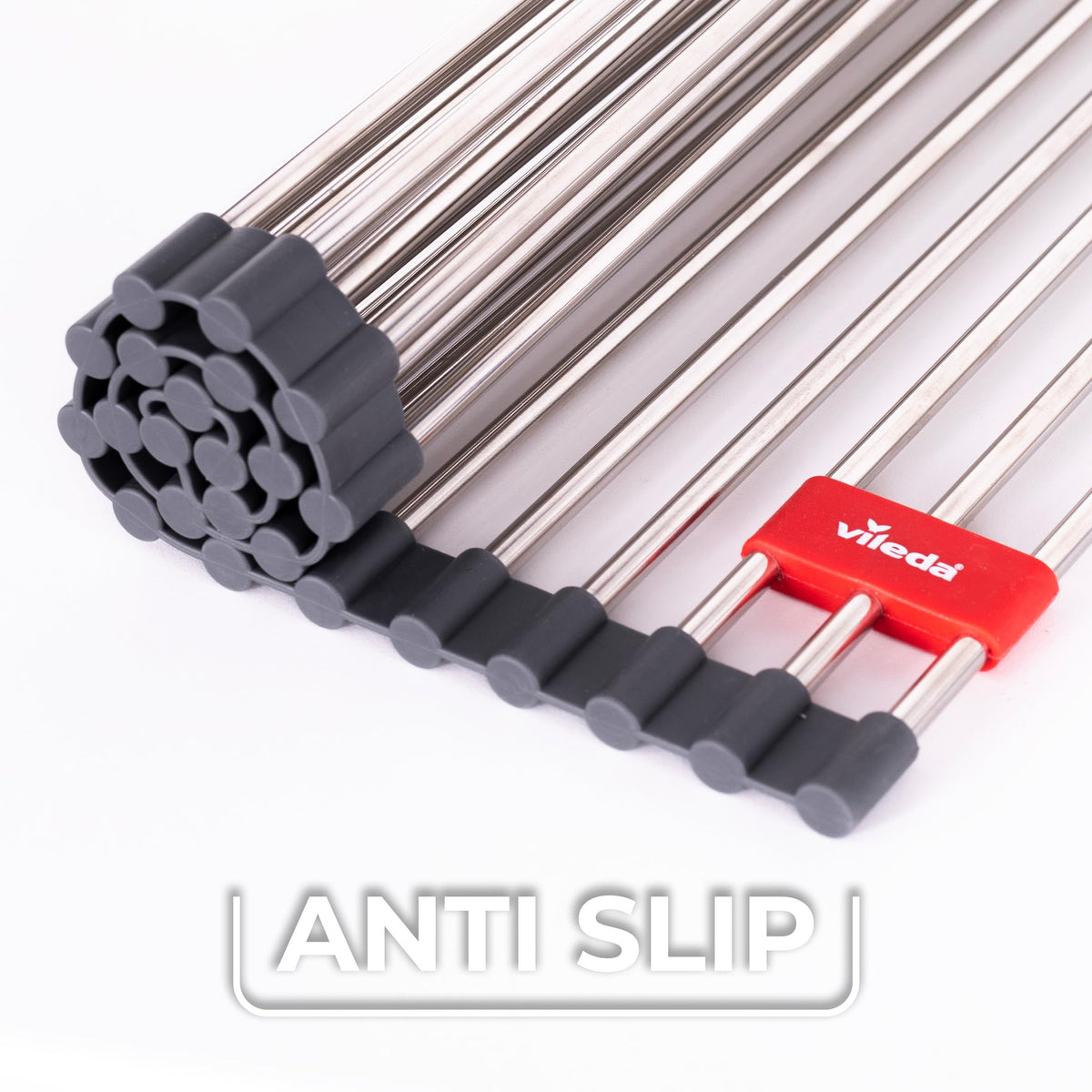 Vileda Rollable Draining Rack - Stainless Steel & TPE, 45 x 40 cm, 24 Rails 7