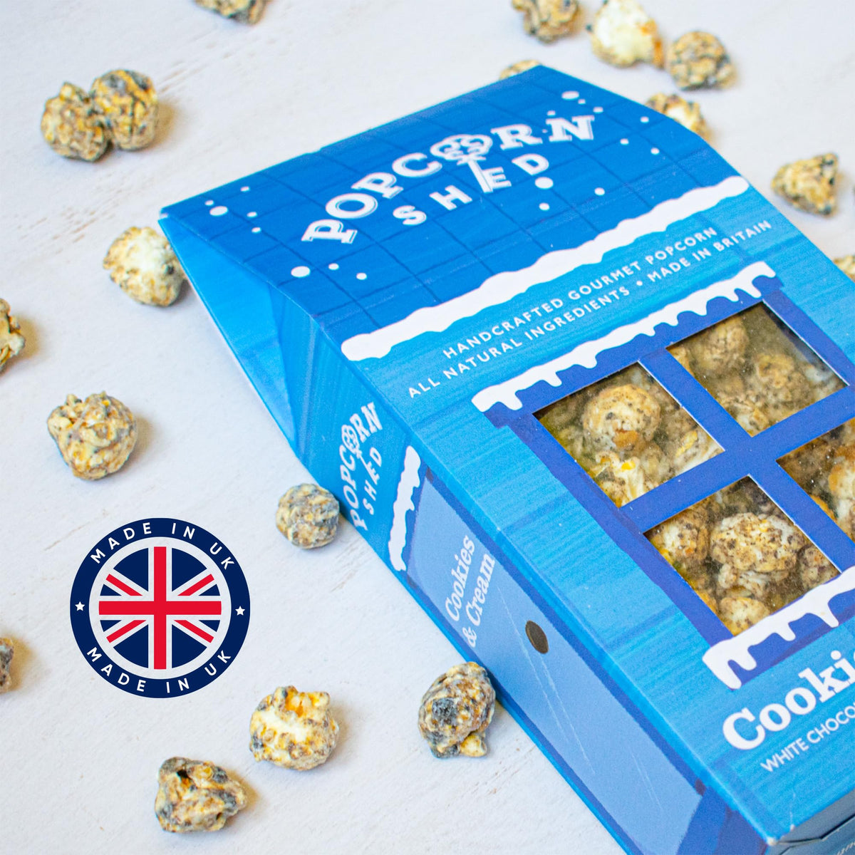 Popcorn Shed Cookies & Cream Gourmet Popcorn - White Chocolate & Biscuit Chunks | 3 x 80g Bags 3