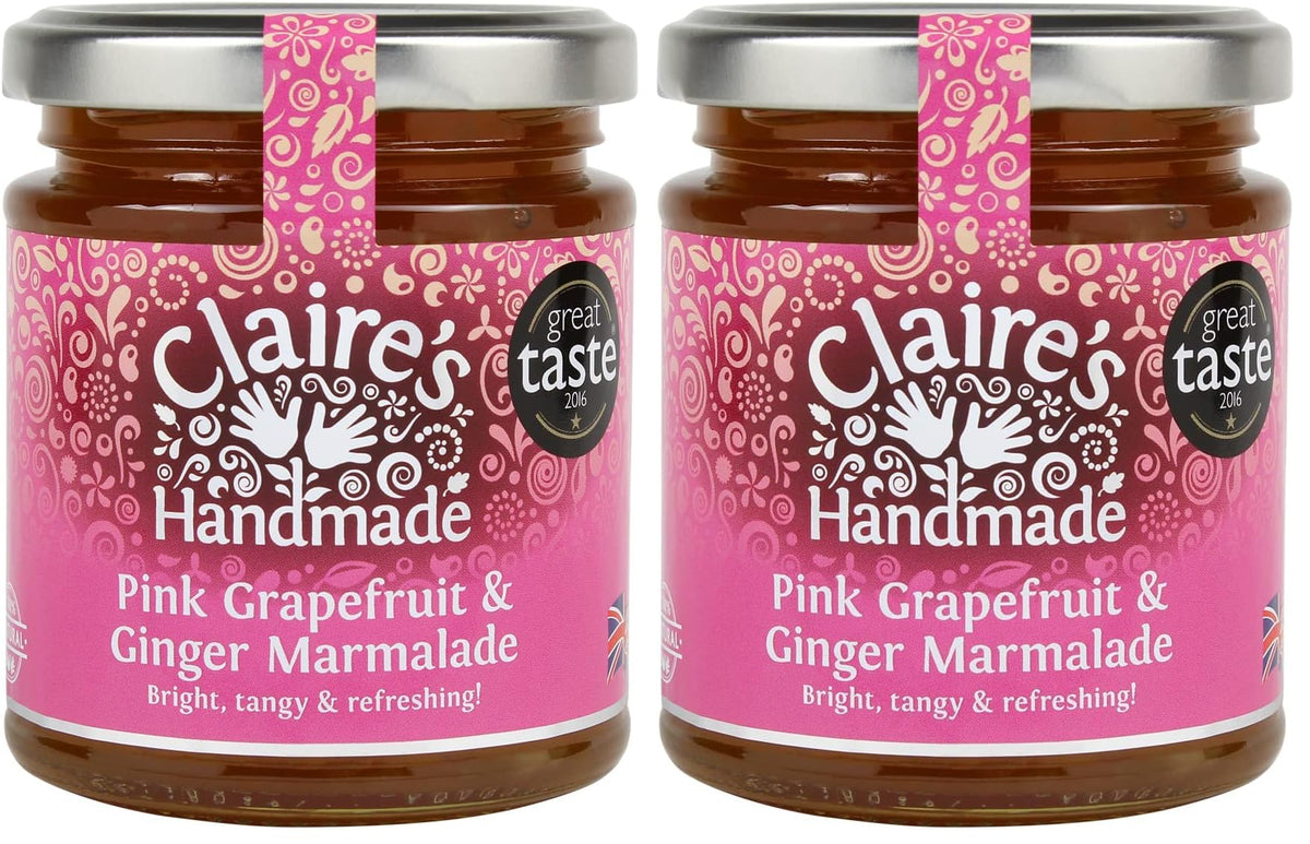 Claire's Handmade Pink Grapefruit & Ginger Marmalade - 227g Jar (Pack of 2)
