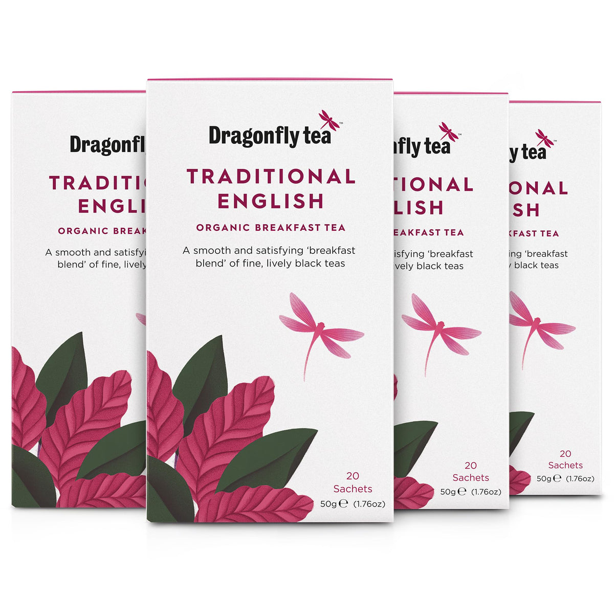 Dragonfly Traditional English Tea - Organic Black Tea Bags | Pack of 4 x 20 Bags (80 Total)