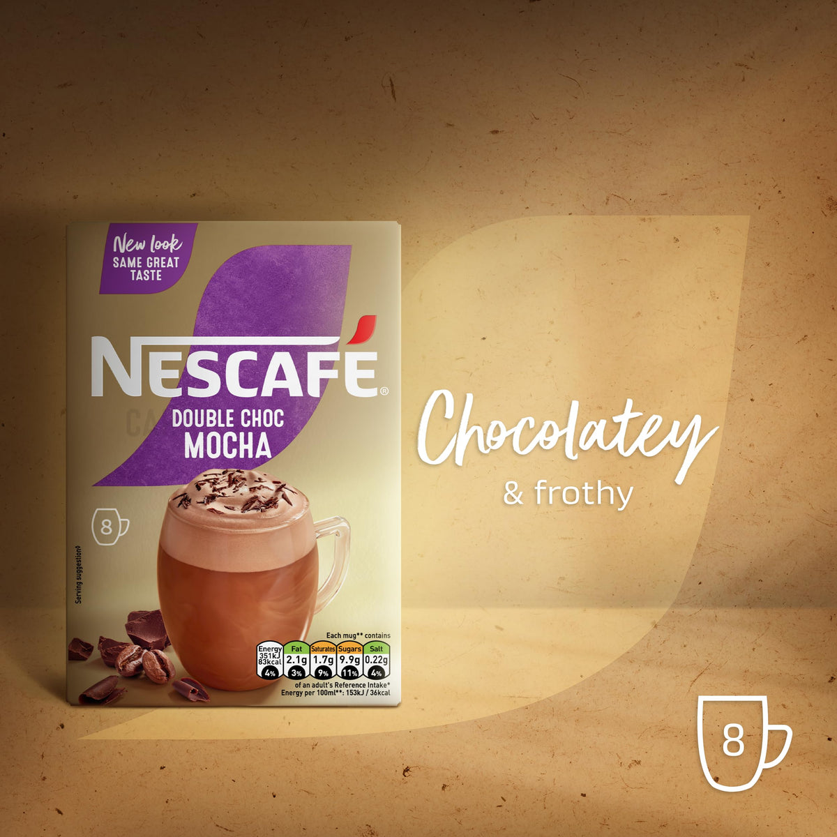 NESCAFÉ Double Choc Mocha Instant Coffee Sachets - Rich Chocolate & Coffee Flavour | 164g Pack 3