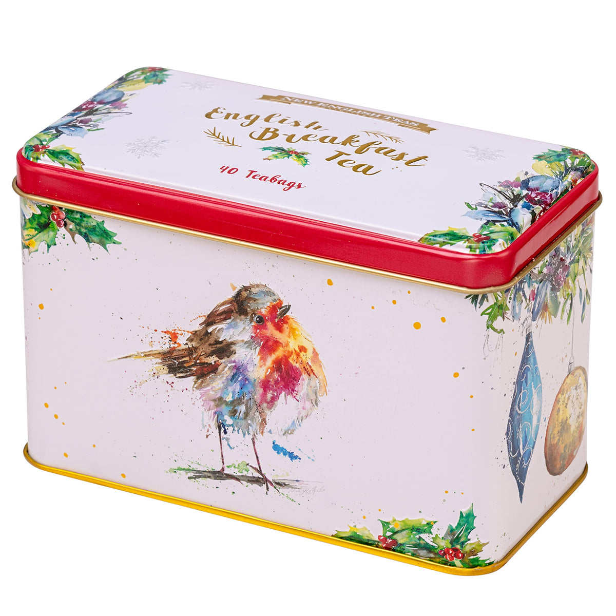 New English Teas Christmas Robin Tea Tin - 40 English Breakfast Teabags