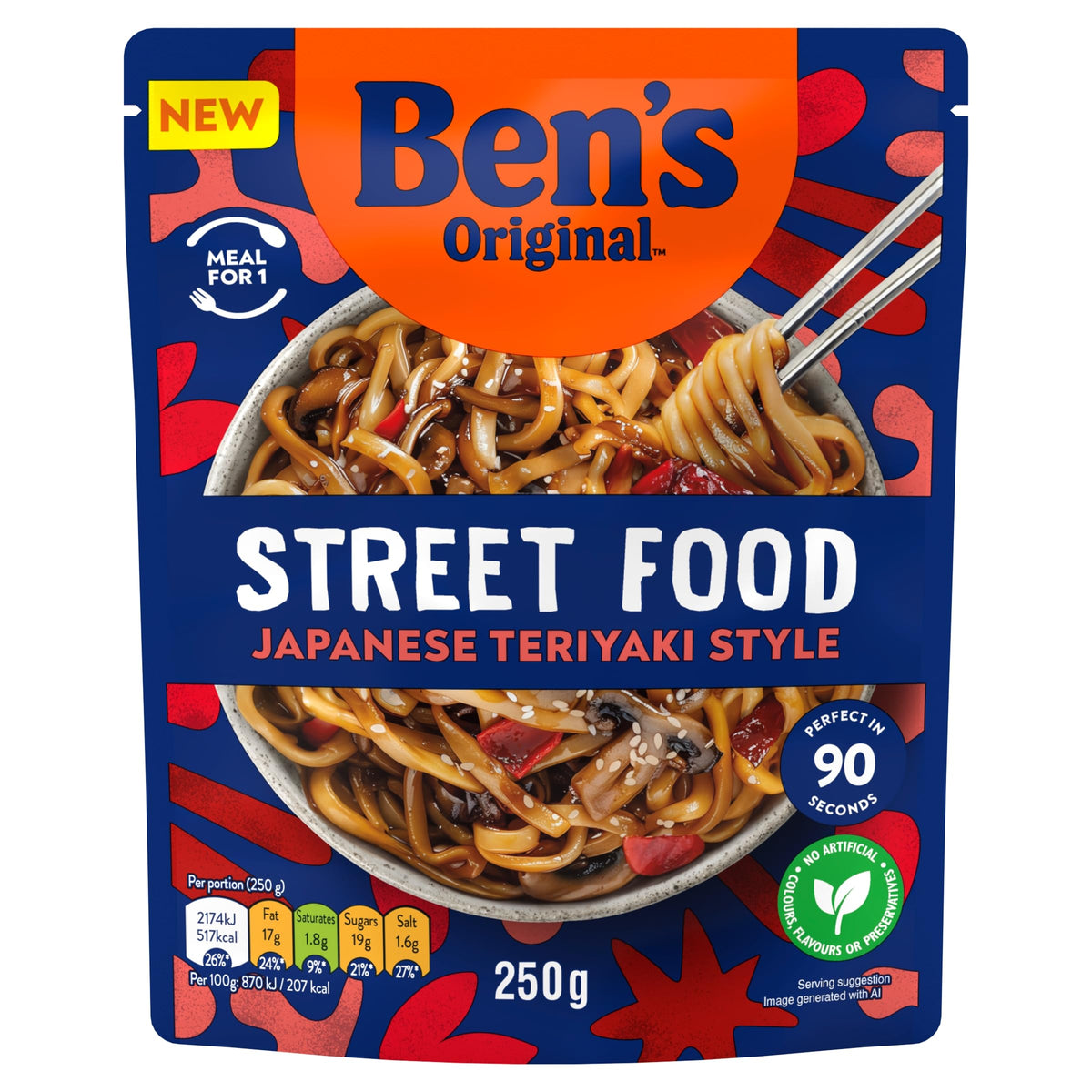 Ben's Original Street Food Japanese Teriyaki Noodles - Ready Meal for 1 | Vegetarian | 90 Second Cook Time 3