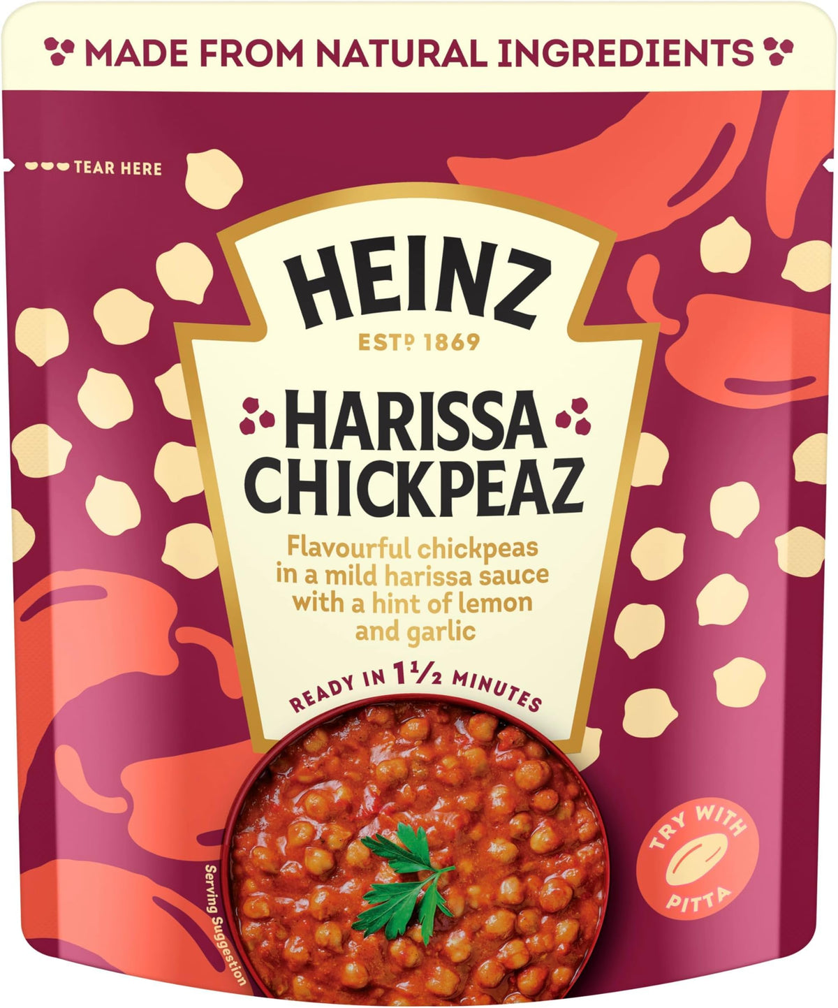 HEINZ Harissa Chickpeas with Peppers and Garlic - Meal for One, Pack of 6