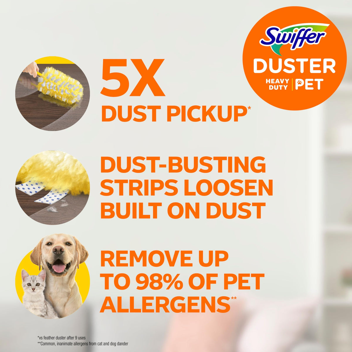 Swiffer Heavy Duty Pet Dusters - Trap & Lock Allergens | 11 Count Refills 2